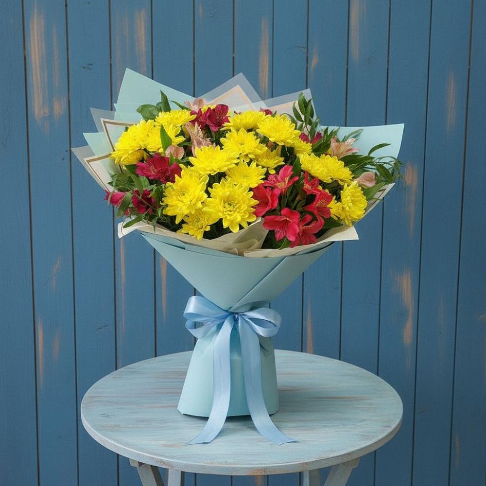 Букет цветов из: Альстромерии и Хризантемы в Балахте