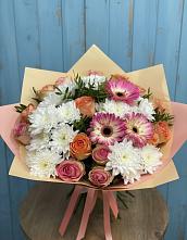Букет цветов из:  Розы, Герберы и Хризантемы в Балахте