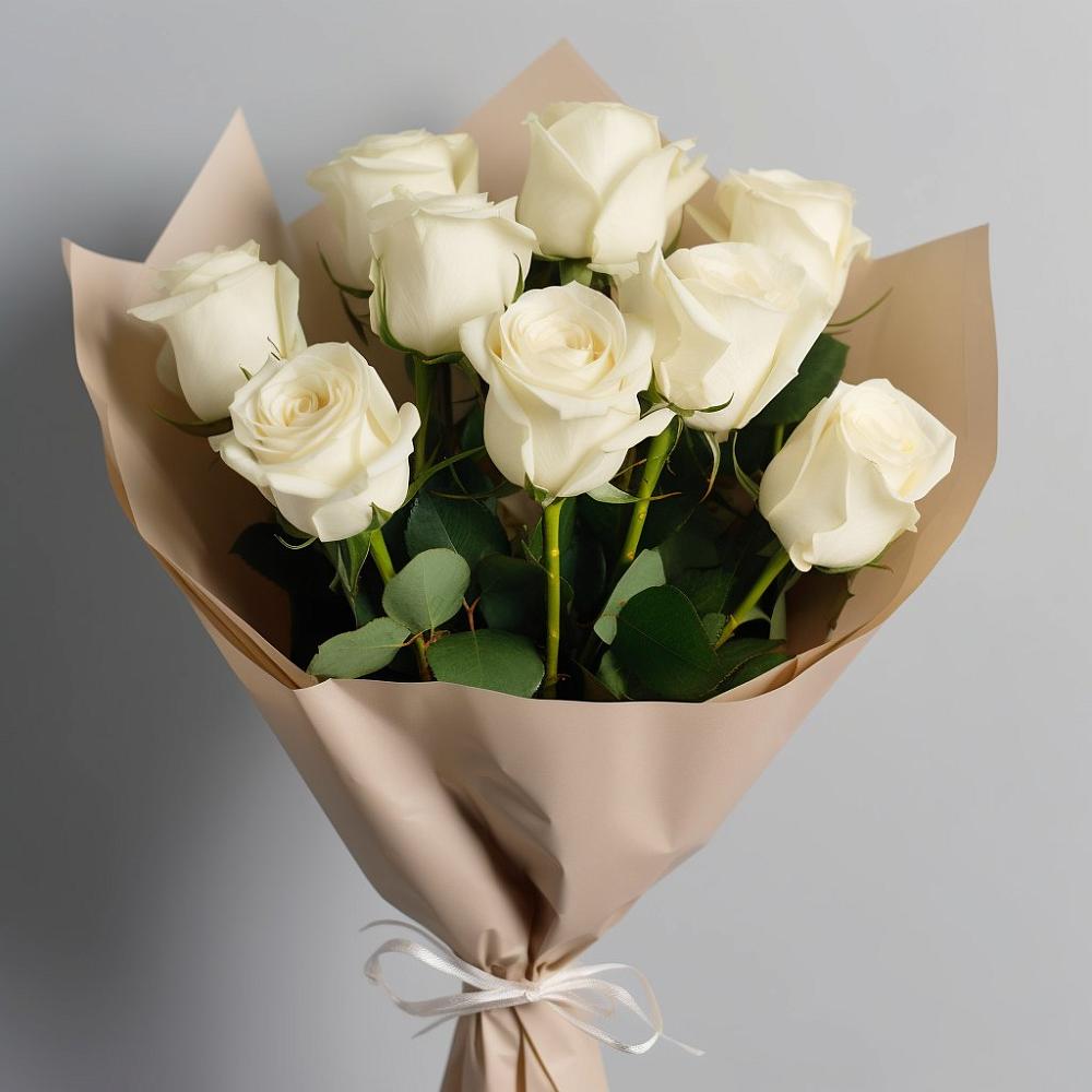Букет 9 Белых роз Эдлесс Лав в Балахте