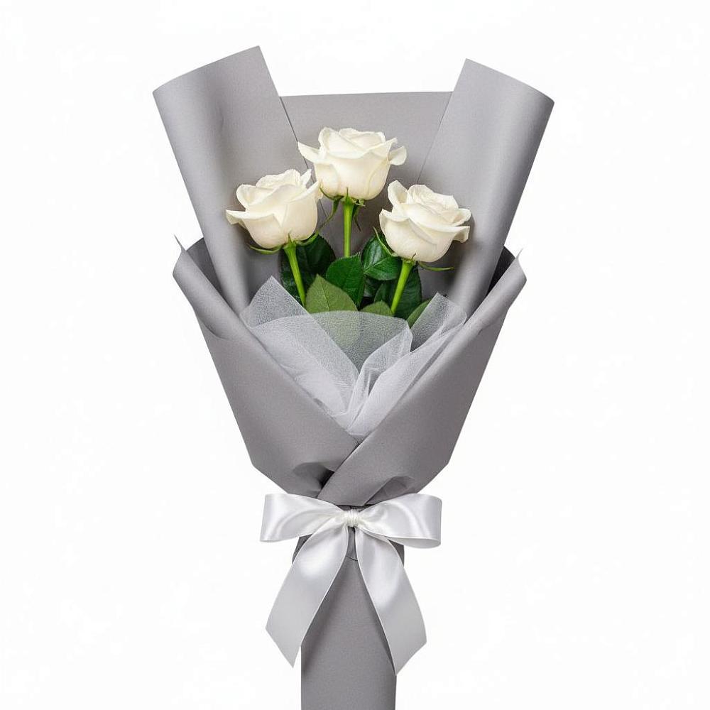 Букет 3 белые розы в Балахте