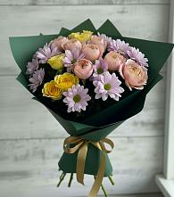Букет цветов из:  Хризантемы и Розы в Балахте