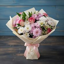 Букет цветов из:  Хризантемы, Альстромерии и Розы в Балахте