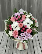 Букет цветов из:  Альстромерии, Гвоздики, Розы и Хризантемы #REPLACE_PRED# Балахте