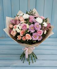 Букет цветов из:  Хризантемы, Розы и Альстромерии #REPLACE_PRED# Балахте