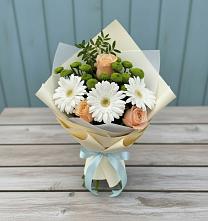 Букет цветов из:  Герберы, Розы и Хризантемы в Балахте